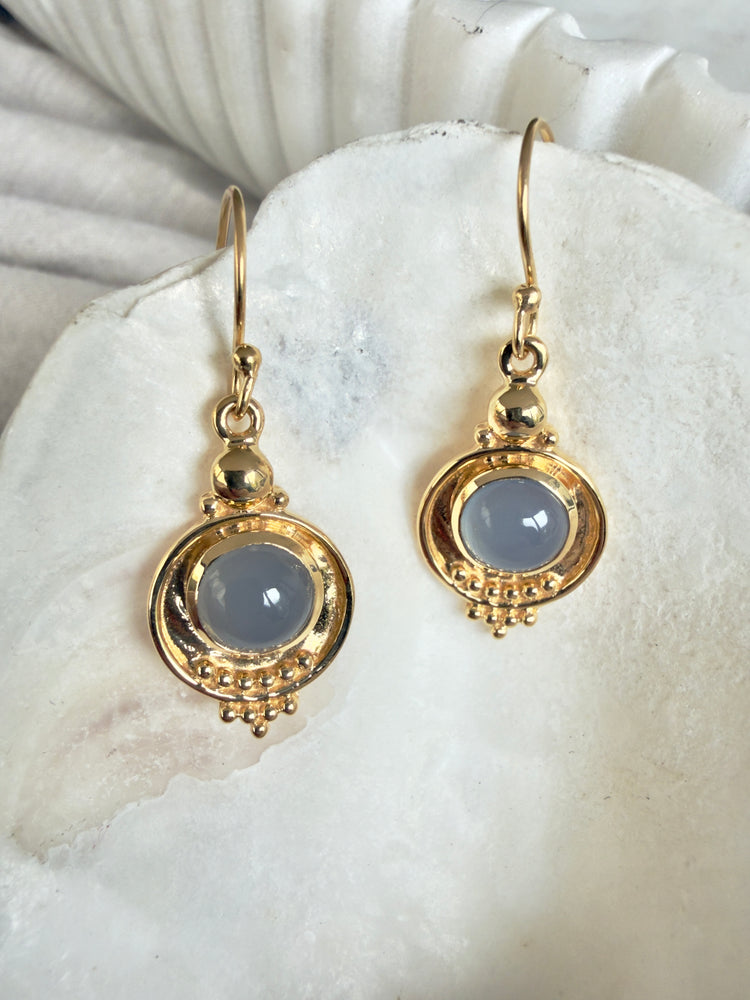 Solara Drops - Blue Chalcedony Earrings