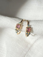 Arya Pink Tourmaline and Blue Topaz Earrings