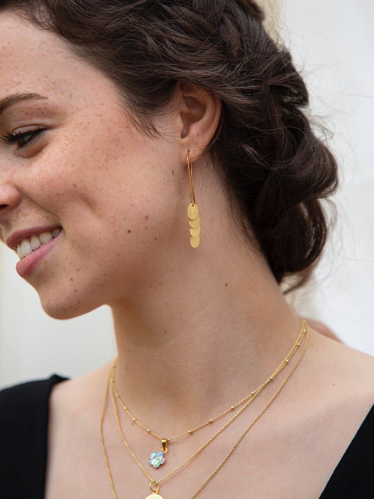 Peach Moonstone Cascade top Earrings