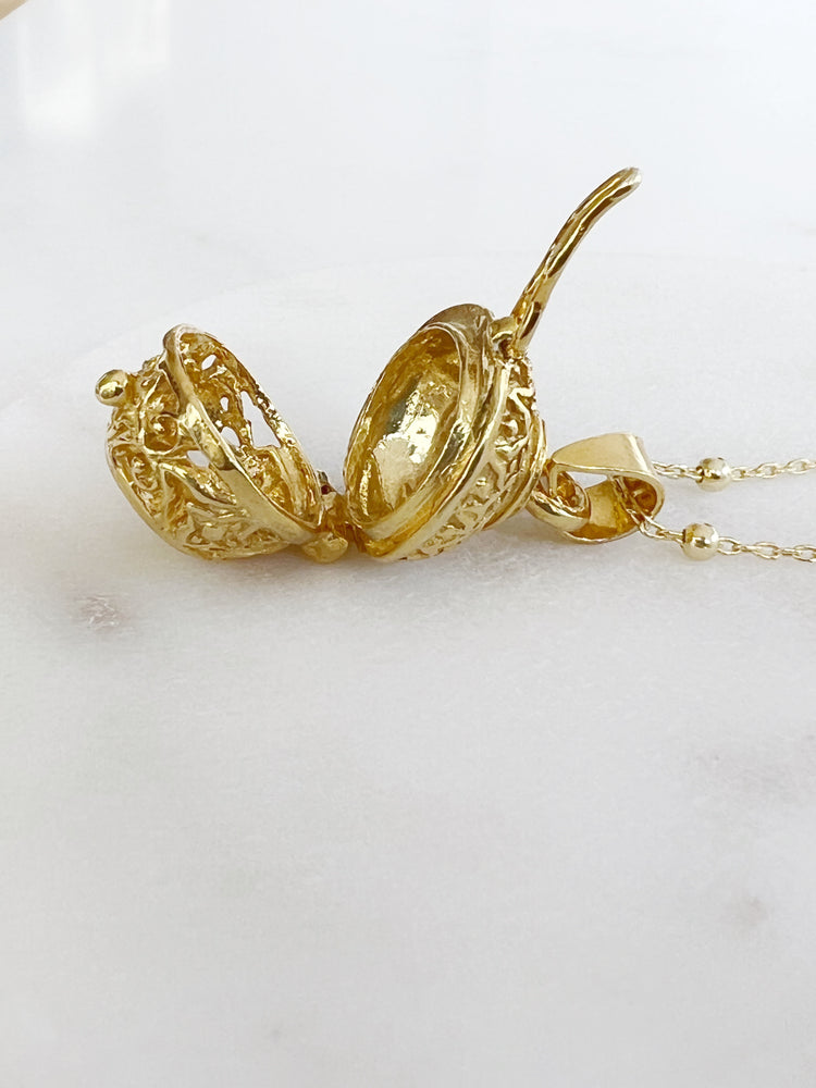 Isabella Ornate Locket Charm Necklace