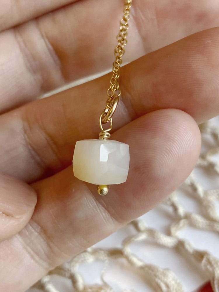 Delicate Moonstone Cube Necklace