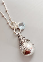 Sterling Silver Farah Perfume Bottle Necklace with Blue Topaz Charm