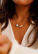 Delicate Blue Opal Cube Necklace