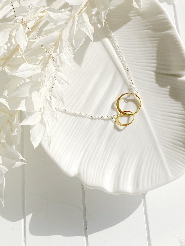 Infinity Circle Necklace Silver and Gold