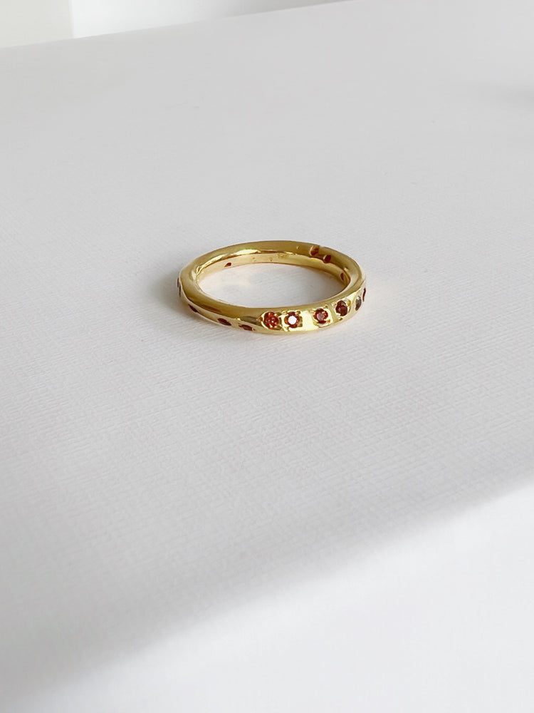 Gorgeous Garnets Angled 18k Gold Vermeil Ring