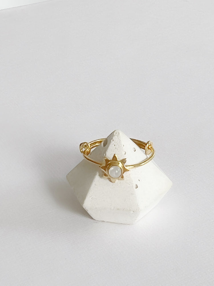 Moonstone Star Adjustable 18k Gold Vermeil Ring