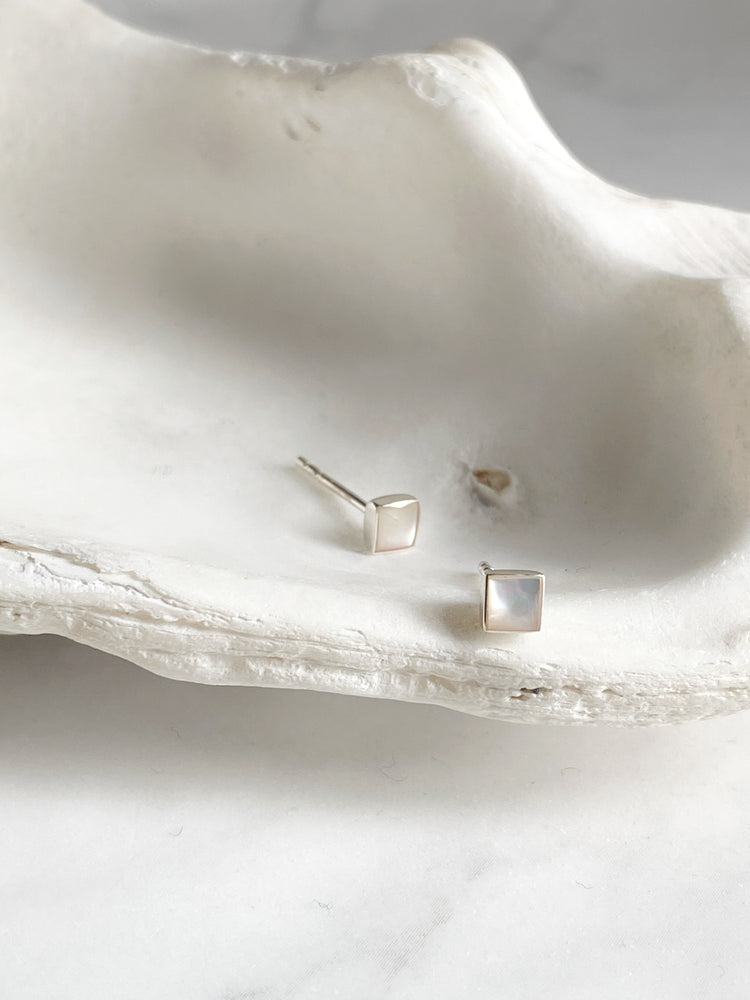 Tiny Mother of Pearl Square Studs