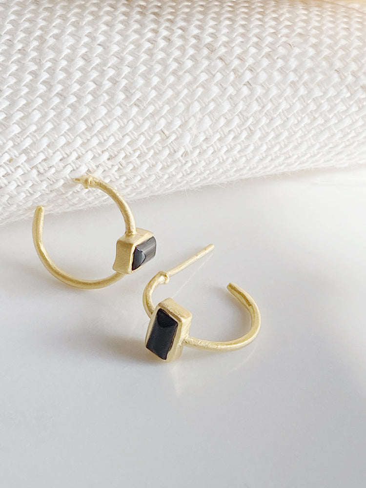 Black Onyx Hooped Studs