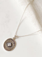 Blooming Lotus Moonstone Necklace - Silver