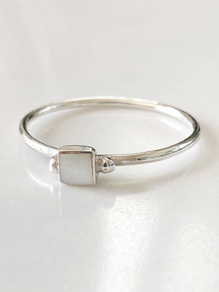 Delicate Square Mother of Pearl Ring