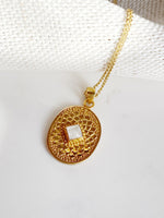 Blooming Lotus Moonstone Necklace - Gold