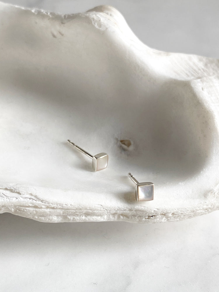 Tiny Mother of Pearl Square Studs