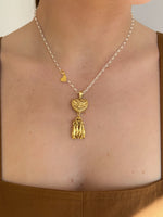 Libi Tassel Heart Mixed Metal Necklace