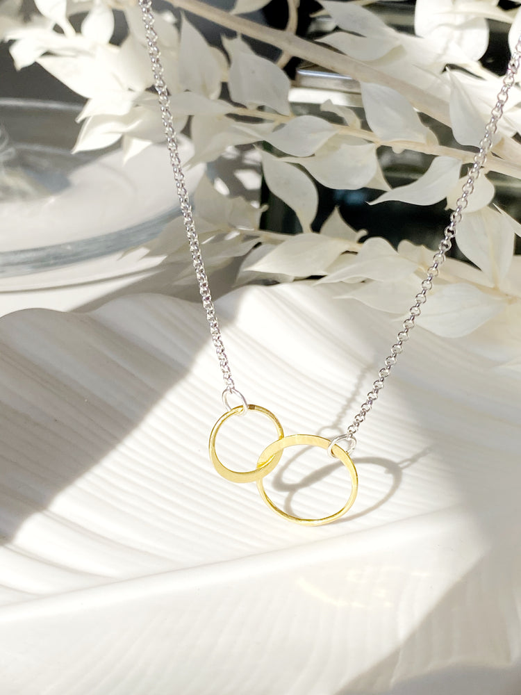Infinity Circle Necklace Silver and Gold